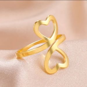 OPEN HEART RING GOLD OR SILVER STAINLESS STEEL NO TARNISH HYPOALLERGENIC